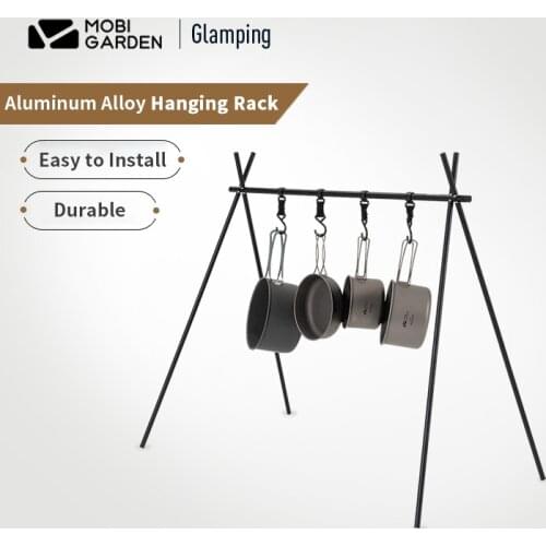 MOBI GARDEN Outdoor Aluminum Alloy Hanging Rack 8kg Bearing Weight Triangular Rack Tableware Clothes Storage Rack Camping Picnic