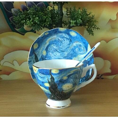 [DropShipping] The Starry Sky, Night Cafe,The Sower, Sunflowers, Irises, Apricot Flowers Art Painting Cups Coffee Mugs set gift