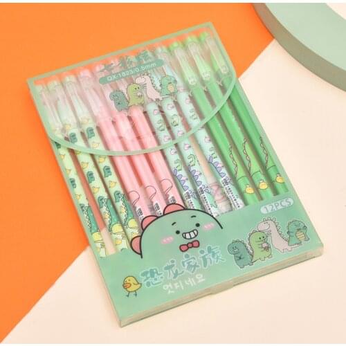 4Pcs/set 0.5mm Kawaii Dinosaur Erasable Pen Washable Handle Blue Black Ink Writing Gel Pens for School Supply Student Stationary