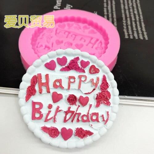 Happy birthday English chocolate fondant cake mold cake decoration drops plaster mold candle moulds