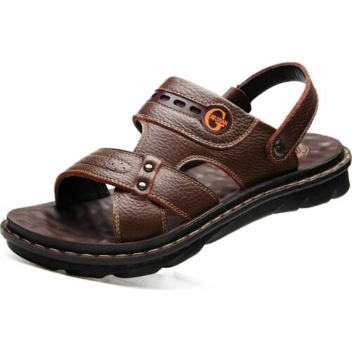 Casual Leather Slippers Men Summer Shoes Fashion Outdoor Beach Sandals Mens Shoes Luxury Brand Loafers Sandles