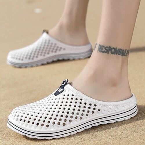 Women Shoes Beach Slippers Unisex Hollow Out Casual Couple Beach Sandals Flip Flops Shoes Non-slide Mens Slippers Clog Shoes 45