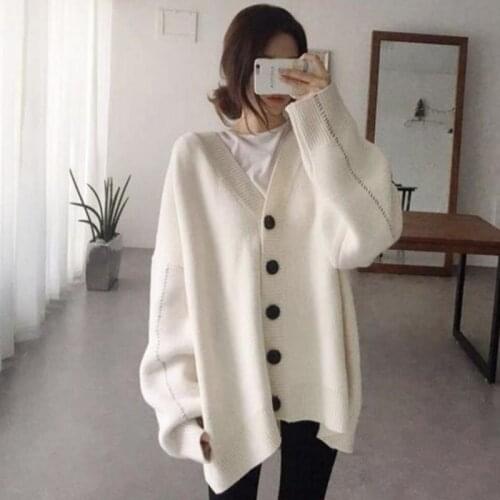 Korean Chic V-Neck Women Sweaters Female Soft Warm Knitting Cardigans Female Thicken Open Stitch Jumpers 2021 Chompas Para Mujer