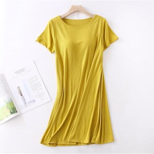Loose Nightdress Home Clothes Short Sleeve Large XXL Nightgown For Women Summer Sleepwear Threaded Chest Pad Sleeping Dress