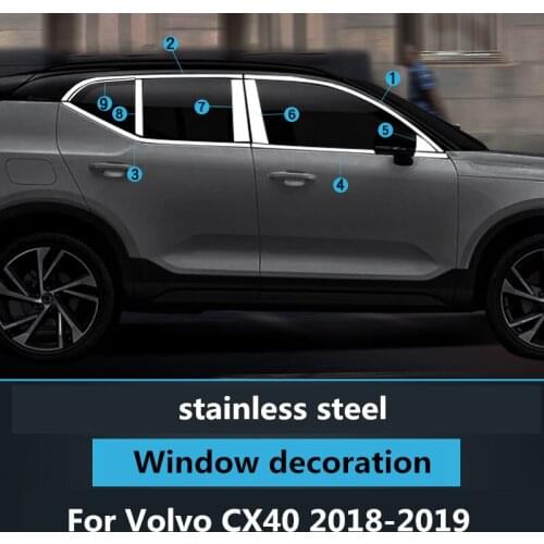 Window decoration For Volvo CX40 2018-2019 Modified body trim door edge Chromium Styling stainless steel