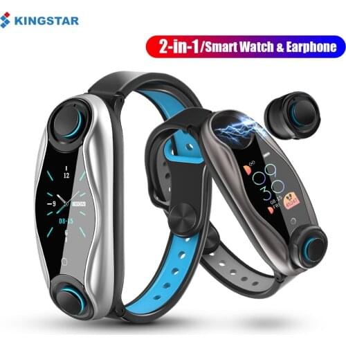 KINGSTAR T90 Smart Watch Wireless Bluetooth Earphone 2 In 1 Bluetooth 5.0 Chip IP67 Waterproof Sport Smartwatch For Men Women
