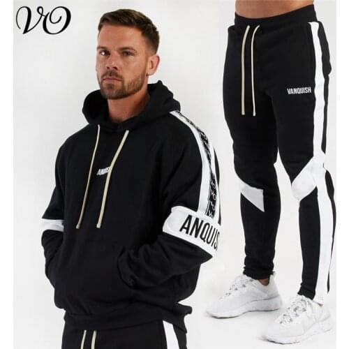 Spring and Autumn Streetwear Casual Mens Suit Jogger Fitness Mens Sportswear Cotton Embroidered Hoodie Stitching Mens Pants