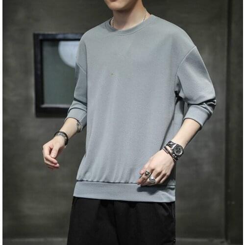 2020 Spring and Autumn New Round Neck Sweater Mens Trend Korean Student Long-sleeved T-shirt Mens Top Bottoming Shirt