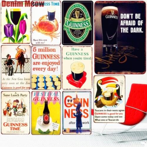Guinness Time Vintage Metal Tin Signs Decorative Plate for Bar Pub Club Beer Advertising Plate Wine Wall Sticker Home Decor N275