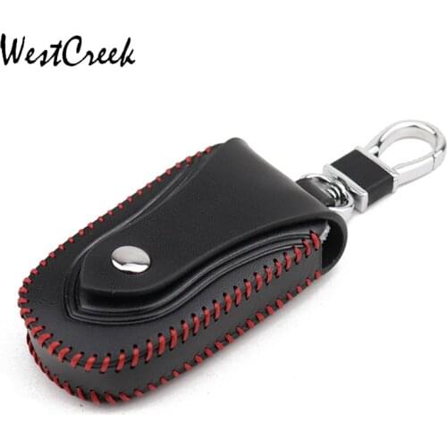 WESTCREEK Brand Genuine Leather VIntage Hand Stitching Car Key Holders for Men Fashion Keychain Female Key Case Wallet