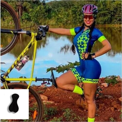 Womens Custom 2021 New Pro Triathlon Breathable Short Sleeve Cycling Jersey Suit Ladies Gel Pad Bicycle Triathlon Jumpsuit sets