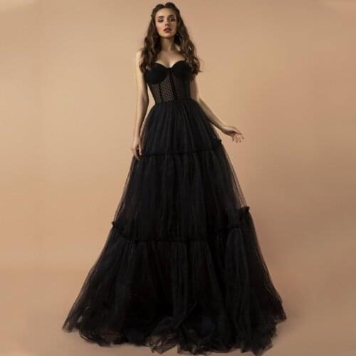 See Through Top Sweetheart Spaghetti Straps Lace Appliques Backless Tulle A-Line Wedding Dress 2021 Vestido De Noiva Bridal Gown