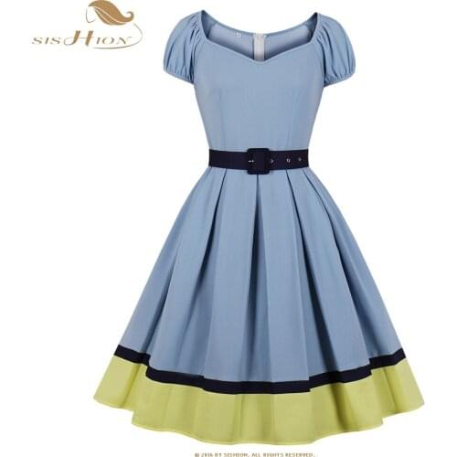 SISHION Light Blue A Line Women Dress VD2229 2021 Y2K Sexy Square Neck Party Evening Vintage Summer Dresses with Sashes