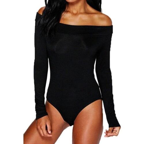 Spring New Women Ladies Off Shoulder Long Sleeve Fashion Sexy Bodysuit Leotard Sexy Club Party Bodysuits