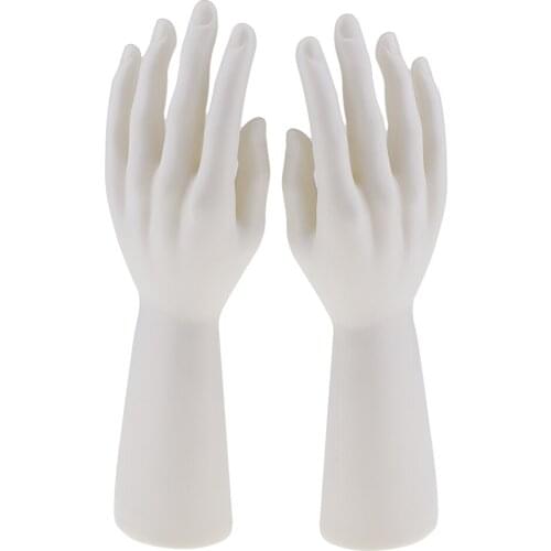 1 Pair of Male Man Mannequin Hand Jewelry Bracelet Gloves Rings Display Model Stand Tool Black / Skin / White