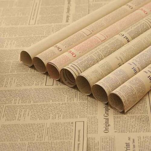 20sheets/lot Gift Wrapping Paper Roll Vintage Newspaper Double Sided Wrap Decor Art Kraft For Christmas Party Creative Material