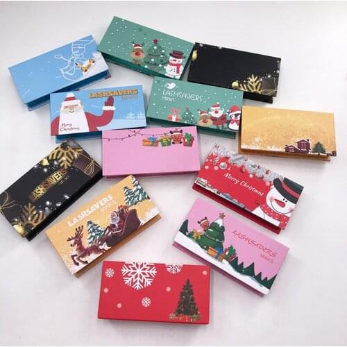 2021 Hot Sale Christmas Lashes Packaging Free LOGO Eyelash Packaging Box Wholesale Empty Lash Boxes With Tray Eyelash Vendor