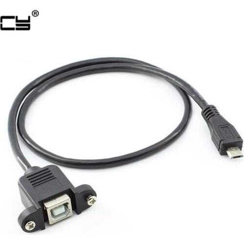 5PCS/lot Micro USB 5pin Male to USB B Female Panel Mount Type Cable 30cm with Screws cable 30cm 50cm 100cm