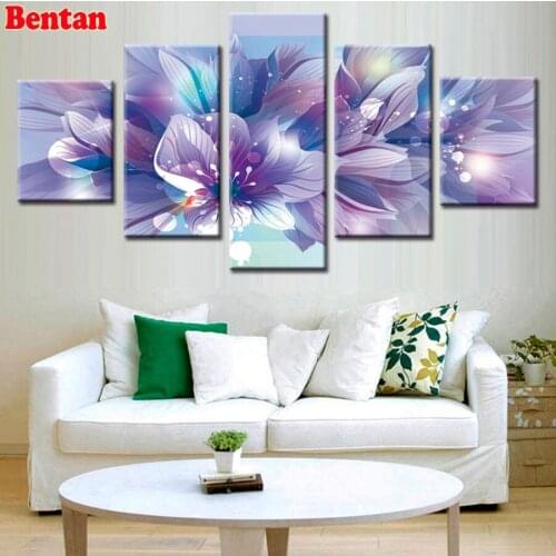 5 pcs set Abstract flower Diamond Embroidery square 5d mosaic Full round drill Diamond Painting Cross Stitch Multi-pictures
