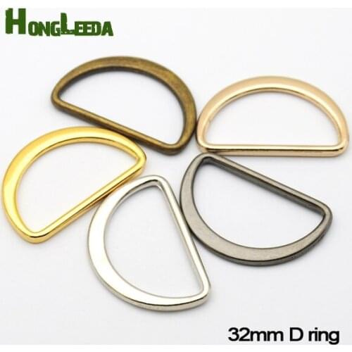 60pcs/lot 1.25 inch 32mm metal flat alloy D Dee Ring adjustable buckles for bag webbing strap FDR-32mm free shipping