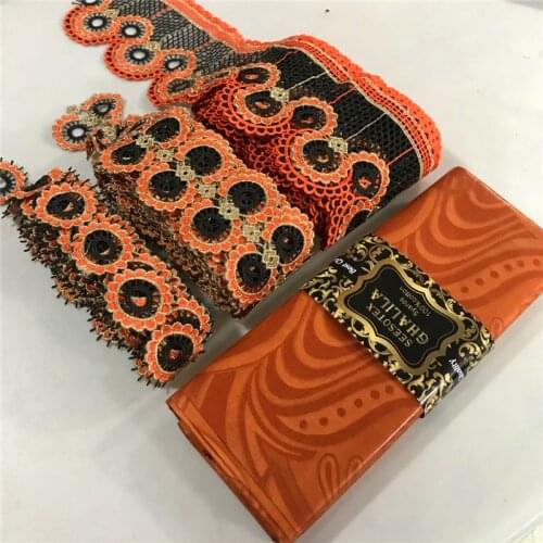 Real 100% Cotton African Ghalila Bazin Riche Fabric 5yards with 3pcs 5yards cord lace matching guipure lace fabric with bazin