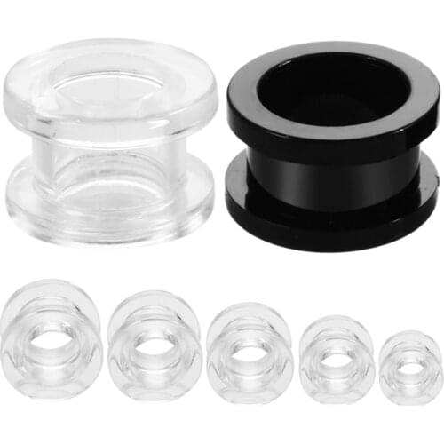 2PCS Acrylic Ear Plugs and Tunnels Screw Flesh Tunnels Piercings Black Flesh Tunnels Gauges Ear Expander Body Jewelry Piercings