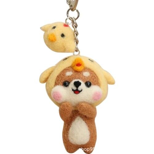 Handmade Chinese Zodiac Creative Keychain DIY Embroidery Cute Couple Keyring Plush Dolls 12 Symbolic Animals Needlework Llaveros