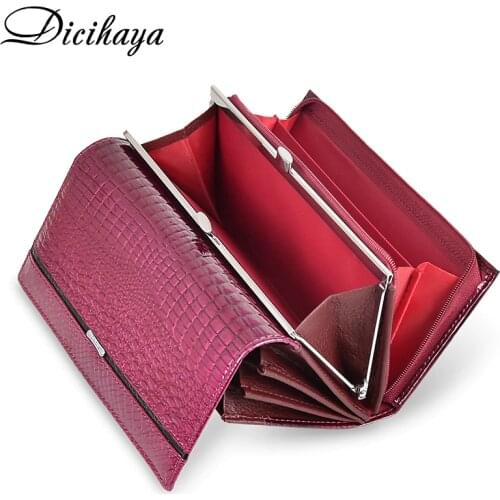 DICIHAYA Brand Wallet Women Genuine Leather Lady Purses High Quality Ladies Clutch Wallet Long Female Wallet Carteira Feminina