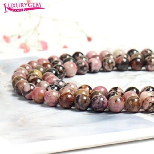 High Quality Natural Rhodonite Stone Smooth Round Shape Loose Spacer Beads 4/6/8/10/12mm DIY Jewelry Accessories 38cm sk123