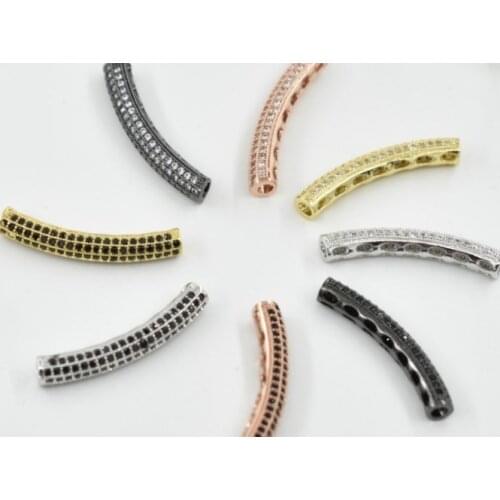 32*5mm tube crystal micro pave cz zircon cubic zirconia beads copper silver gold black plated bracelet accessories fdf24