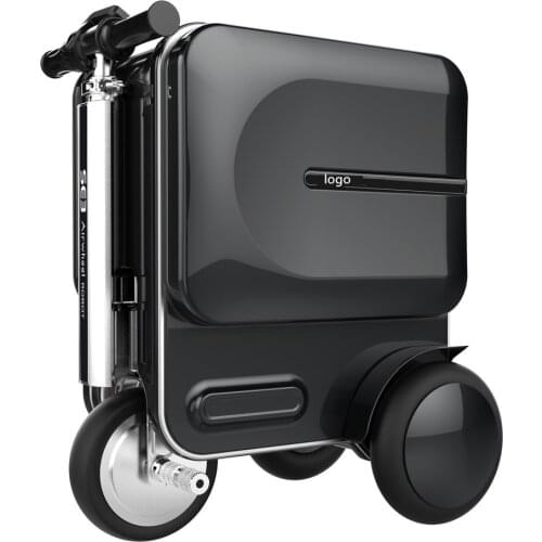 Black smart personalized carry-on luggage custom design boarding suitcase automation bicycle with box smart riding luggage