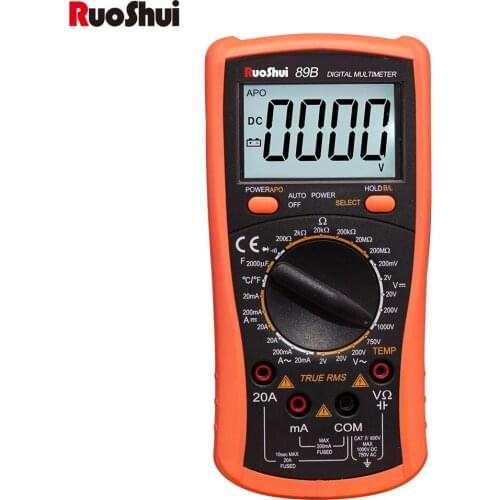 RuoShui Digital Mini Multimeter Tester AC/DC Ohm Current Auto Multimetro True Rms Tranistor Meter with NCV Data Hold Flashlight