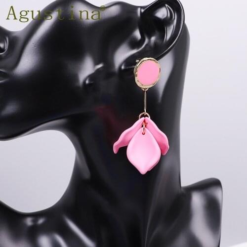 Boho Flower Earrings Jewelry Fashion Pink Earrings Girls Long Drop Earrings Women Statement Earring Wholesale Minimalist Korea