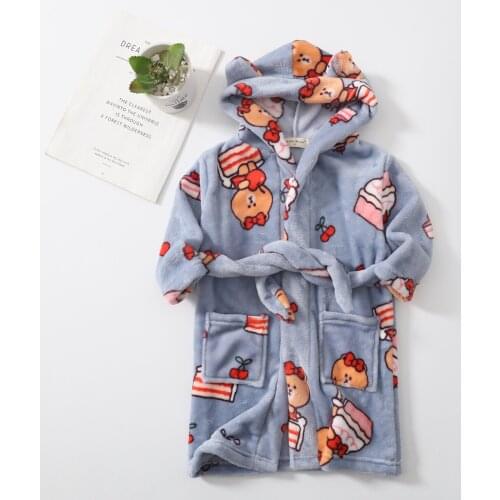 Children Bath Robes Flannel Winter Kids Sleepwear Robe Infant Pijamas Nightgown For Boys Girls Pajamas 2-12Years Baby Clothes