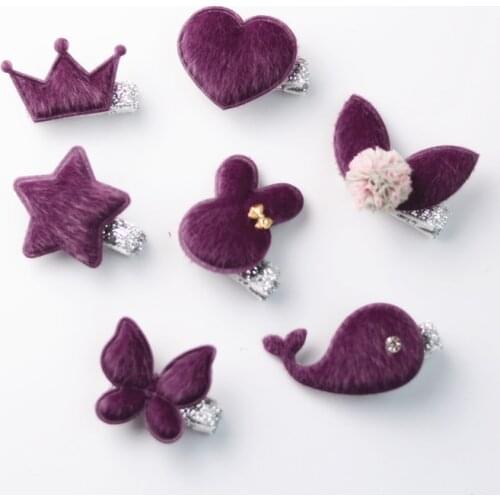 New Creative Cute Purple Plush Rabbit Crown Kids Hairpins Barrettes Children Hair Accessories Girls Hair Clips