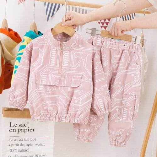 Childrens hooded boy /girl clothes suit zipper sports jacket and pants 2-piece sportswear youth sportswear childrens clothing