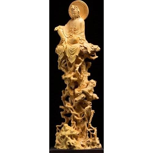 Guanyin Bodhisattva Buddha Figure Guan Yin,Goddess of Mercy Wood Collection Mercy Goddess Statue Figurines Collection Guanshiyin