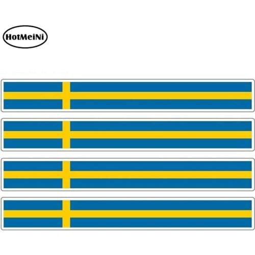 HotMeiNi 13cm x 1.7cm 4pcs Car Stripe Motorcycle Racing Flag Sticker Car Window Decal Bike Moto Tuning Sweden Car Stickers
