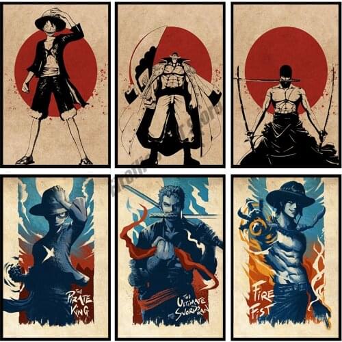 Canvas Painting Zoro Anime Luffy White Beard Ace Wall Art Posters and Prints Childrens Room Mural Pictures Home Decor Gift