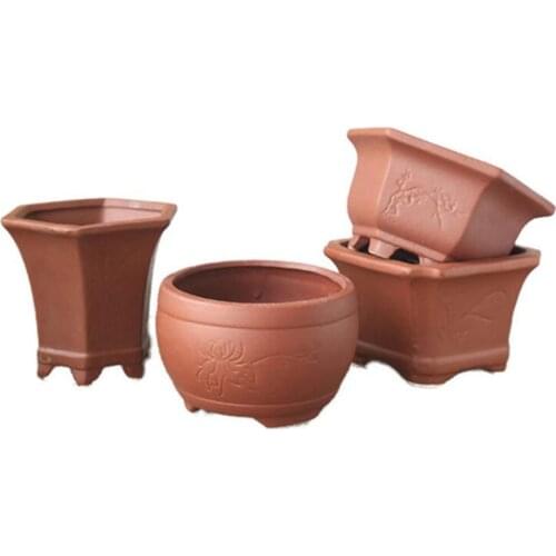 Ceramic Succulent Plant Pot Vase Bonsai Planter Flower Container Living Room Balcony Home Decor Red Clay Breathable Flowerpot