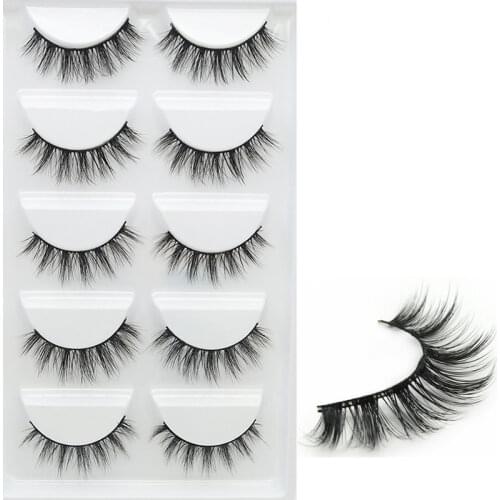 Short Cross 3D False Eyelashes Natural Soft Black Mink Hair Eye Lashes Makeup Tools Women Fake Eyelashes 5 Pair