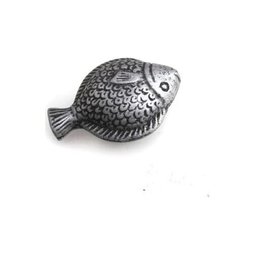 Creative cartoon kids knobs antique silver fish knobs children room drawer shoe cabinet dresser cupboard door handles pulls knob