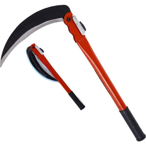 Lightweight Gardening Grass Sickle Manganese Steel Sharp Long Handle Hand Sickle Hand Scythe for Weeding Garden Tool