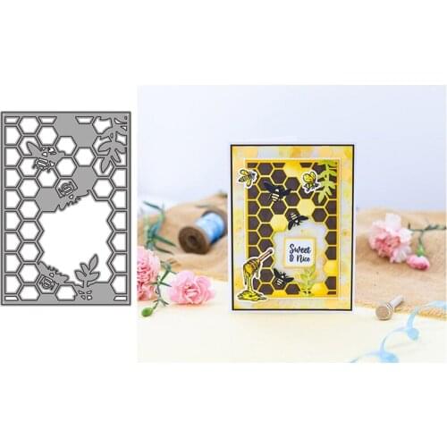 Honeycomb Background Frame Metal Cutting Dies for Scrapbooking Handmade Mold Cut Stencil New DIY Card Make Mould Model Craft