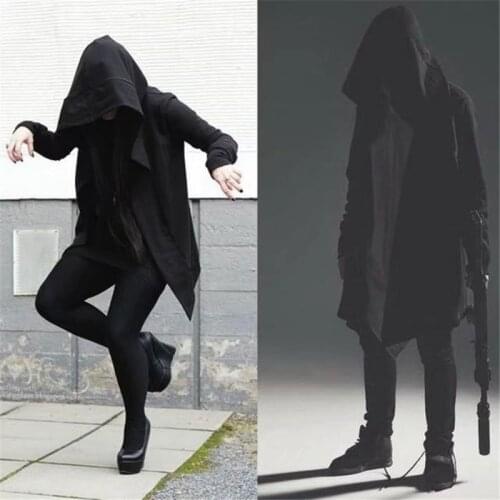 ZOGAA 2021 New Mens Mid-Length Hoodie Dark Style Long-Sleeved Cardigan Cloak Personality Cool Streetwear Suitable For Parties