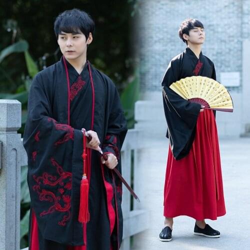Men Hanfu Classical Dance Costume Chinese Embroidery Festival Outfit Male Rave Performance Clothes Folk Stage Costumes DF1157