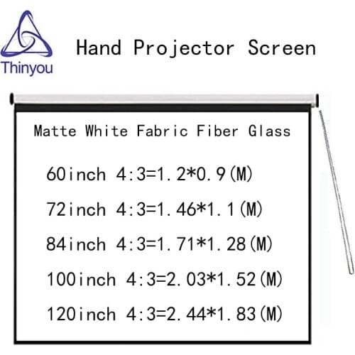 Thinyou 120inch 4:3 Matte White Fabric Fiber Glass Wall Mounted Projection Screen Canvas LED Projector Screen For Home Theater