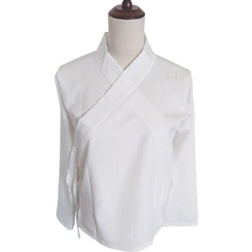 Solid Color A Chinese Style Top Shirt and Pants Hanfu Coatv Suit Inner Cloth Fit for Adults