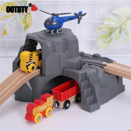 Plastic Grey Double Tunnel Wooden Train Track Accessories For Tunnel Track Train baby toys