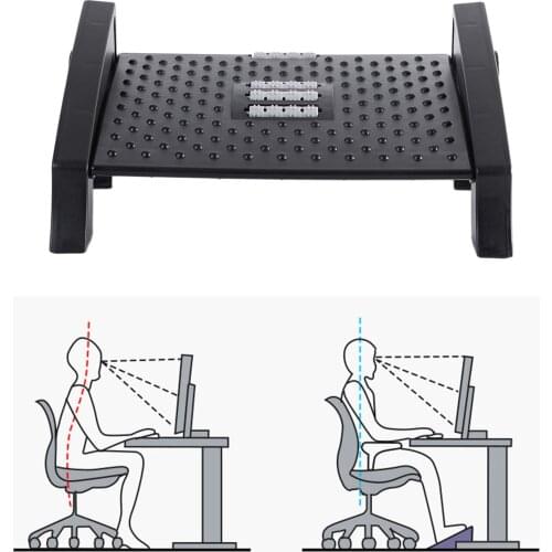 Ergonomic Footrest Adjustable Angle and Height Office Foot Rest Stool for Under Desk Support Height Adjustment Black